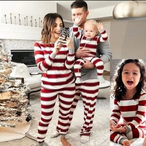 Matching Classic Red and White Striped Pajama Set‎ for Men